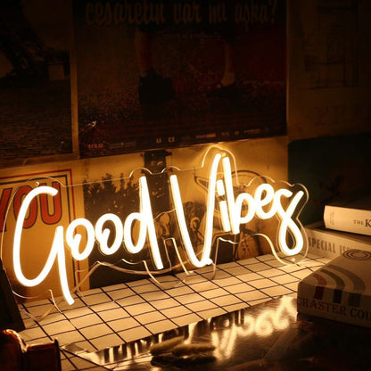 Good Vibes Yellow Led Neon Sign - Shineneon