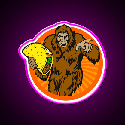 Gorilla Holding A Taco Cinco De Mayo Taco Led Neon Sign Rgb Color - Shineneon