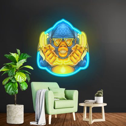 Gorilla Holding Bananas Mascot Led Neon Sign Light Custom Led Signs - Shineneon