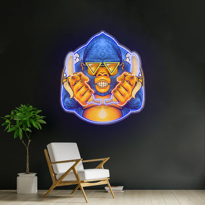 Gorilla Holding Bananas Mascot Led Neon Sign Light Custom Led Signs