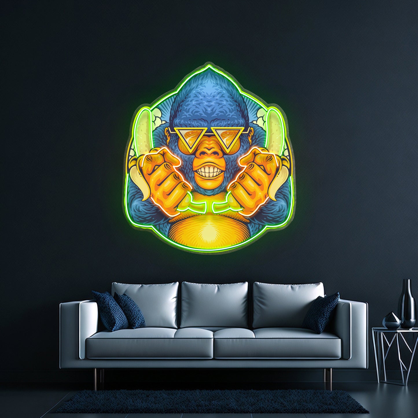 Gorilla Holding Bananas Mascot Led Neon Sign Light Custom Led Signs