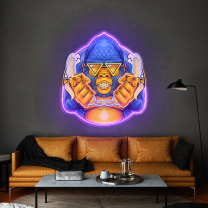 Gorilla Holding Bananas Mascot Led Neon Sign Light Custom Led Signs