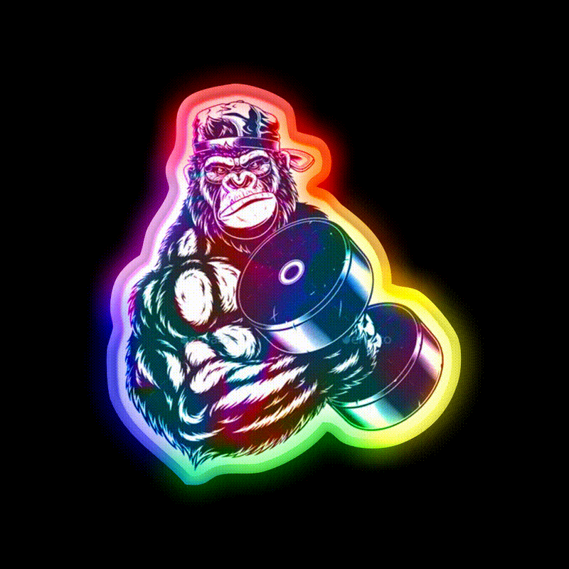 Gorilla Strong Gym Fitness Led Neon Sign For Workout Wall Rgb Color