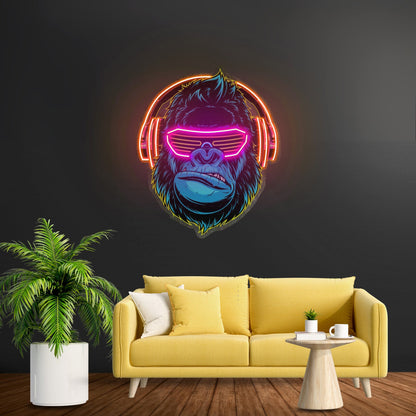 Gorilla With Headphones Led Neon Sign Light Custom Led Signs - Shineneon