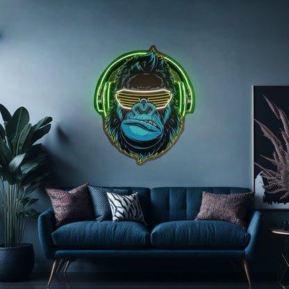 Gorilla With Headphones Led Neon Sign Light Custom Led Signs - Shineneon