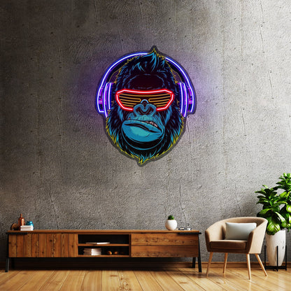 Gorilla With Headphones Led Neon Sign Light Custom Led Signs - Shineneon
