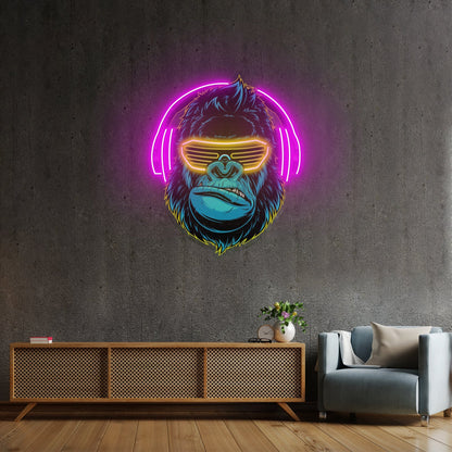 Gorilla With Headphones Led Neon Sign Light Custom Led Signs - Shineneon