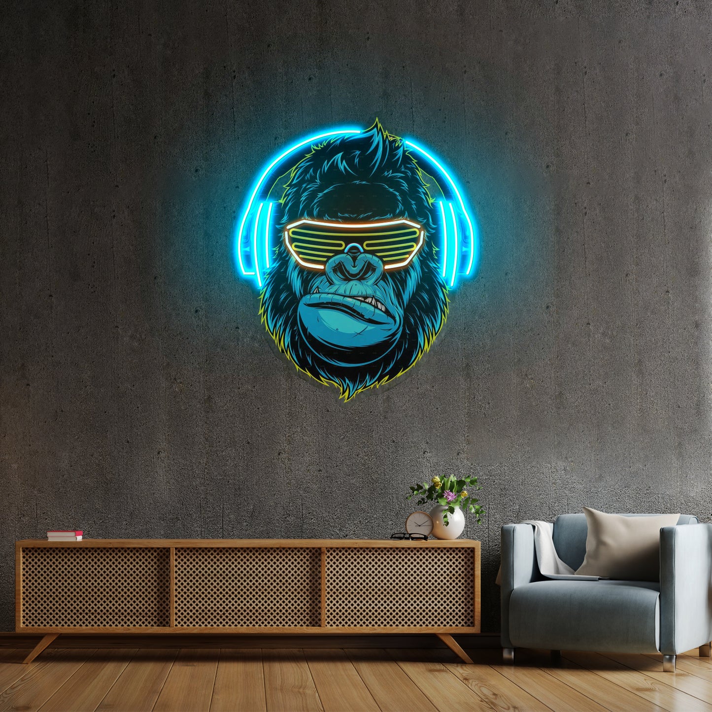 Gorilla With Headphones Led Neon Sign Light Custom Led Signs