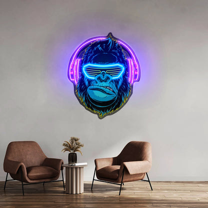 Gorilla With Headphones Led Neon Sign Light Custom Led Signs