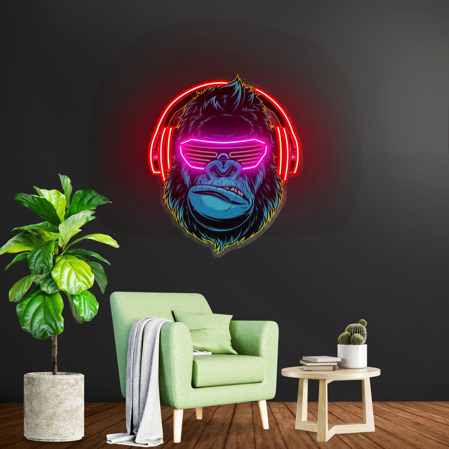 Gorilla With Headphones Led Neon Sign Light Custom Led Signs