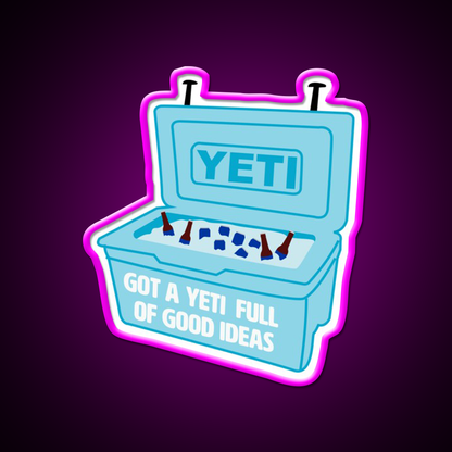 Got A Yeti Full Of Good Ideas Beer Bar Decor Led Neon Sign Rgb Color - Neon sign mounted on wall in room