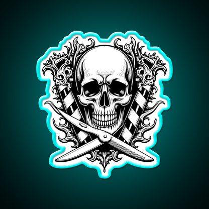 Gothic Skull Barber Shop Haircut Led Neon Sign - Size and dimension reference