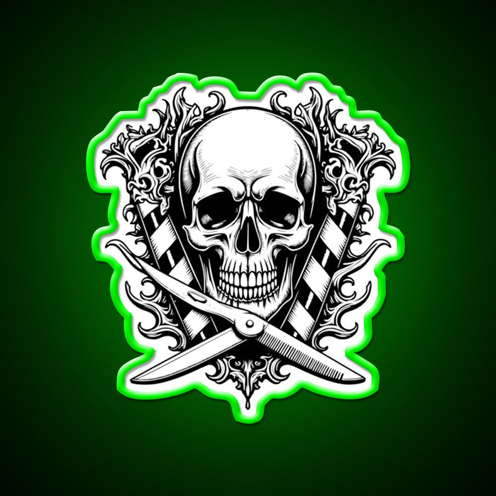 Gothic Skull Barber Shop Haircut Led Neon Sign - LED neon sign view 8