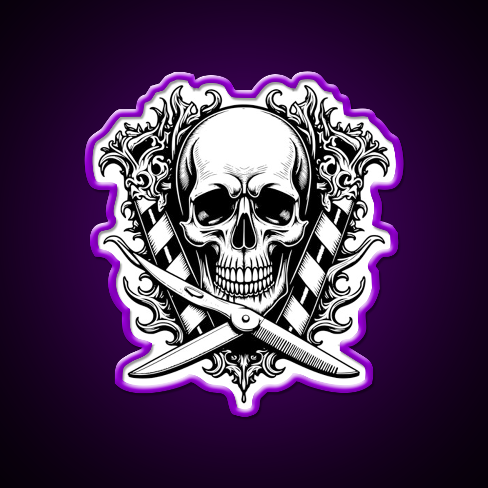 Gothic Skull Barber Shop Haircut Led Neon Sign - LED neon sign view 9