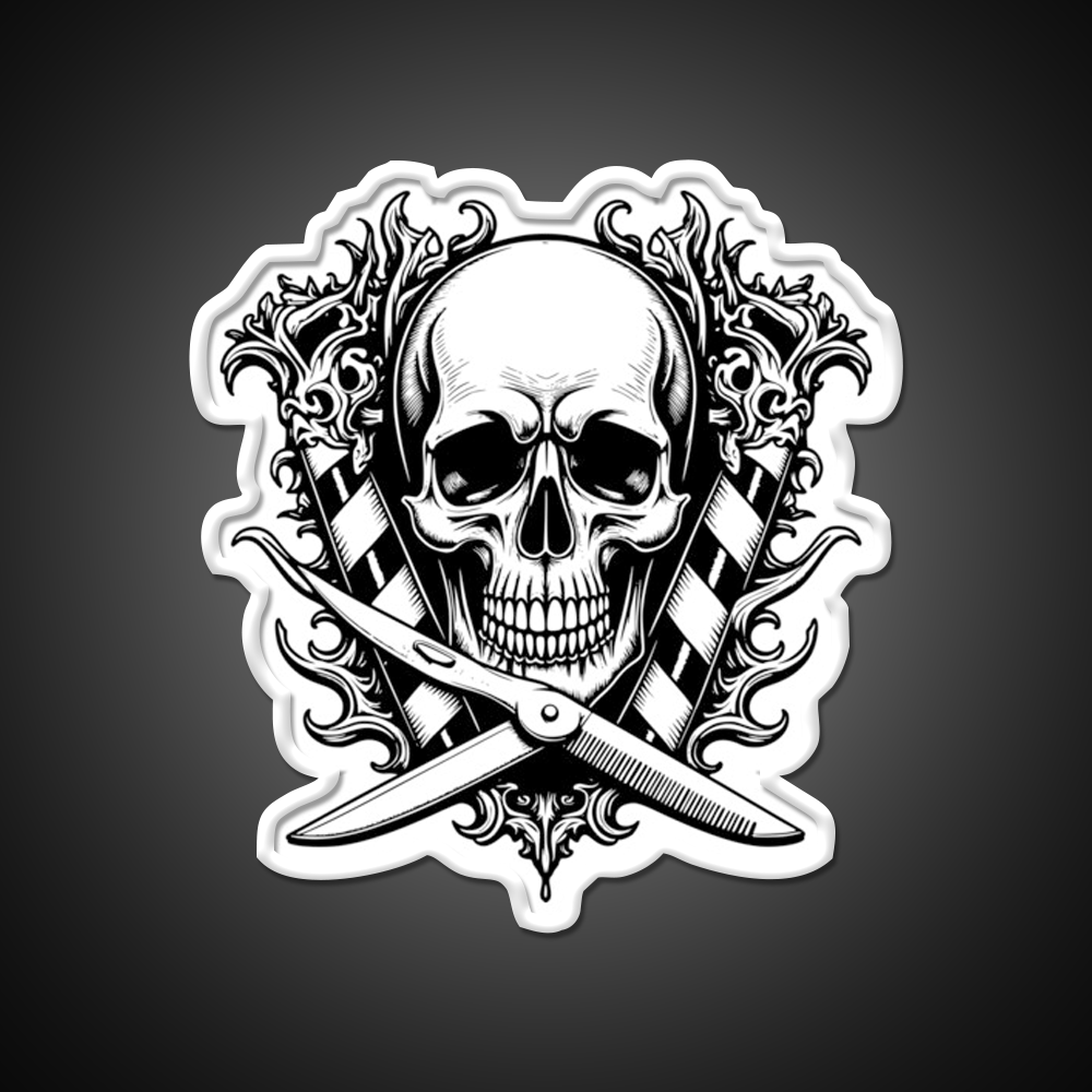 Gothic Skull Barber Shop Haircut Led Neon Sign - LED neon sign view 11