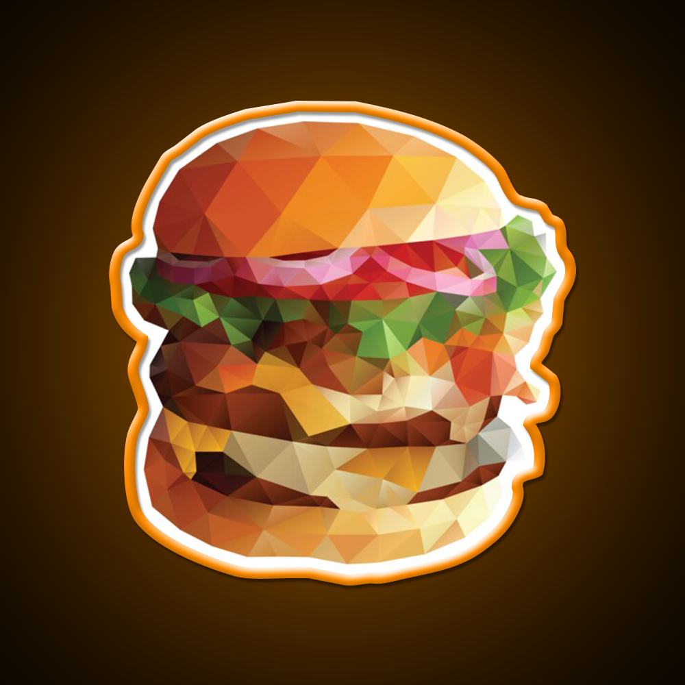 Gourmet Burger Polygon Art Fast Food Led Neon Sign For Burger Place Rgb Color