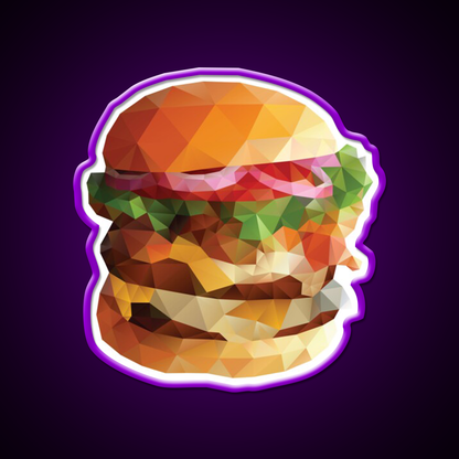 Gourmet Burger Polygon Art Fast Food Led Neon Sign For Burger Place Rgb Color