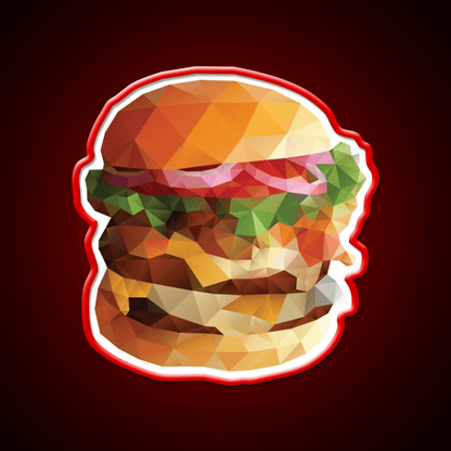 Gourmet Burger Polygon Art Fast Food Led Neon Sign For Burger Place Rgb Color - Shineneon