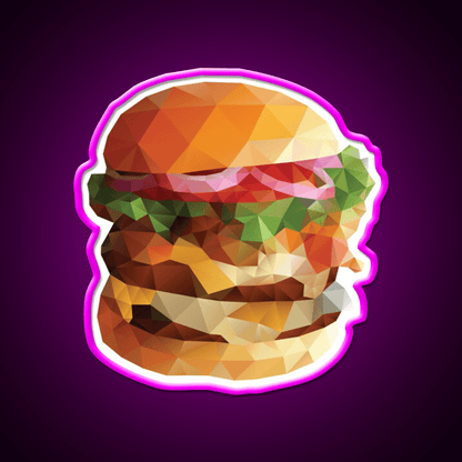 Gourmet Burger Polygon Art Fast Food Led Neon Sign For Burger Place Rgb Color - Shineneon