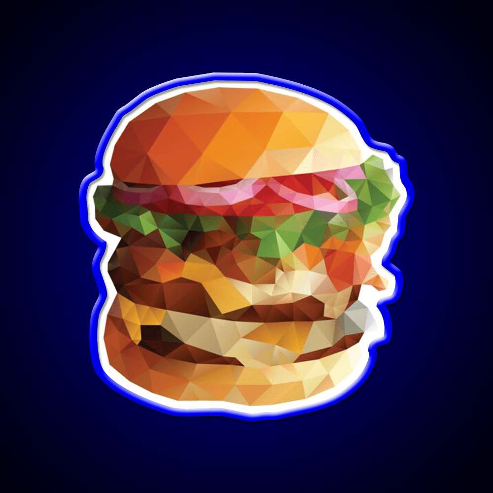 Gourmet Burger Polygon Art Fast Food Led Neon Sign For Burger Place Rgb Color - Shineneon
