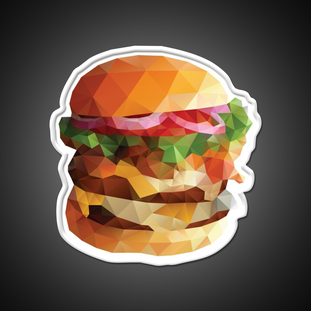 Gourmet Burger Polygon Art Fast Food Led Neon Sign For Burger Place Rgb Color