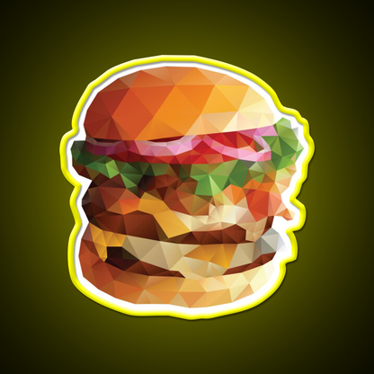 Gourmet Burger Polygon Art Fast Food Led Neon Sign For Burger Place Rgb Color