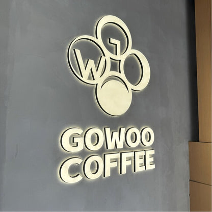 Gowoo Coffee 3D Backlit Channel Letters Led Light Sign