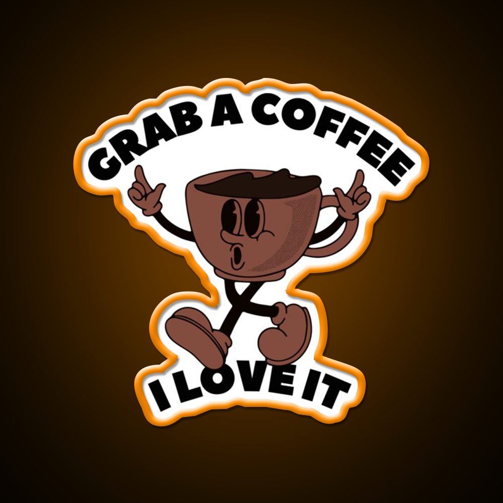 Grab A Coffee I Love It Coffee Lover Cafe Led Neon Sign Espresso Bar Art Rgb Color