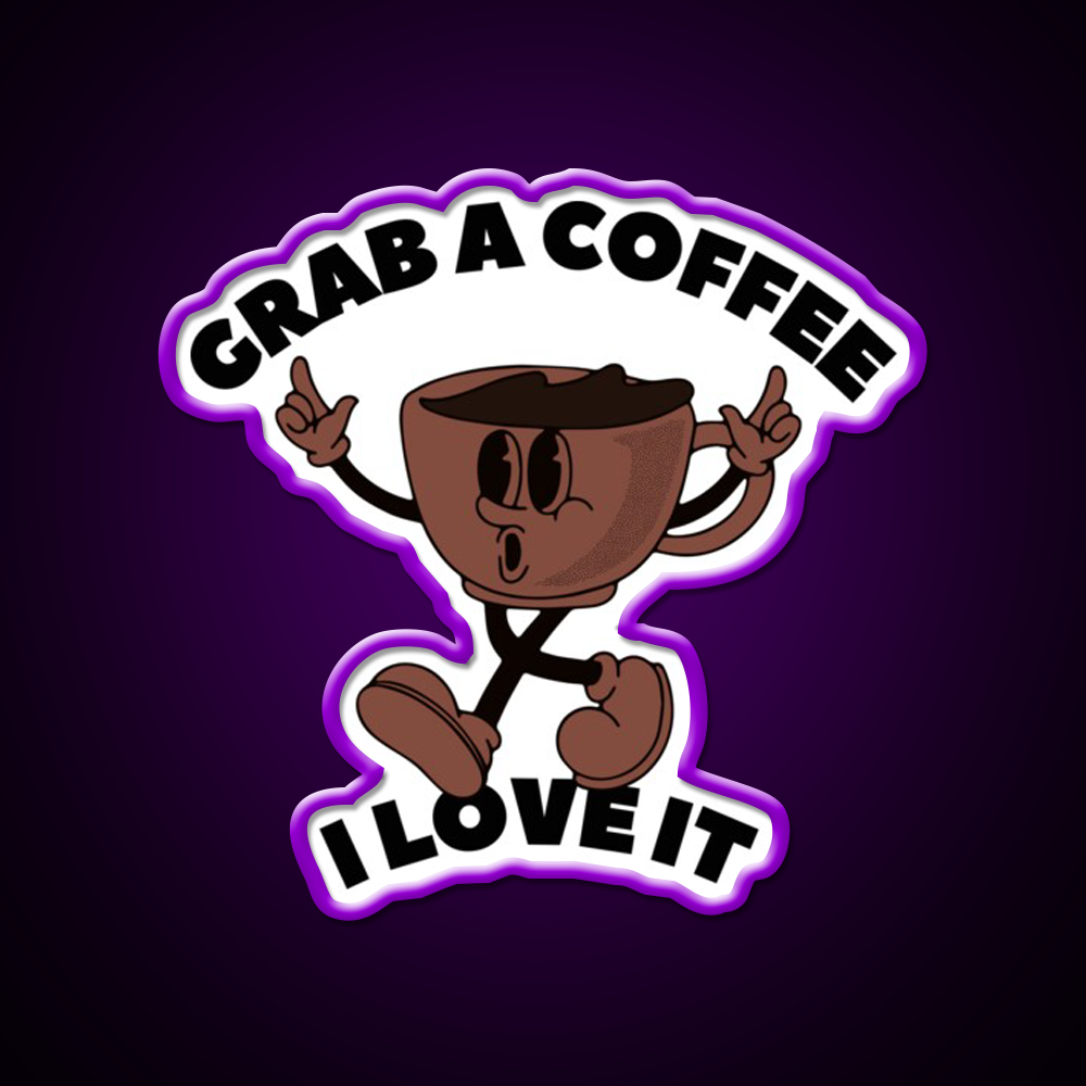 Grab A Coffee I Love It Coffee Lover Cafe Led Neon Sign Espresso Bar Art Rgb Color