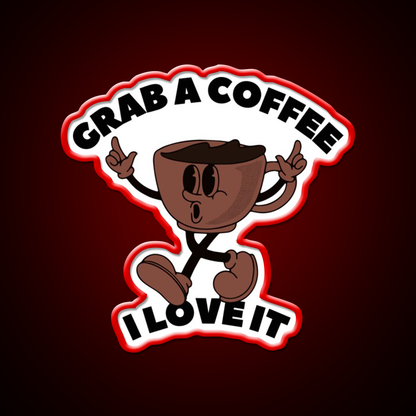 Grab A Coffee I Love It Coffee Lover Cafe Led Neon Sign Espresso Bar Art Rgb Color