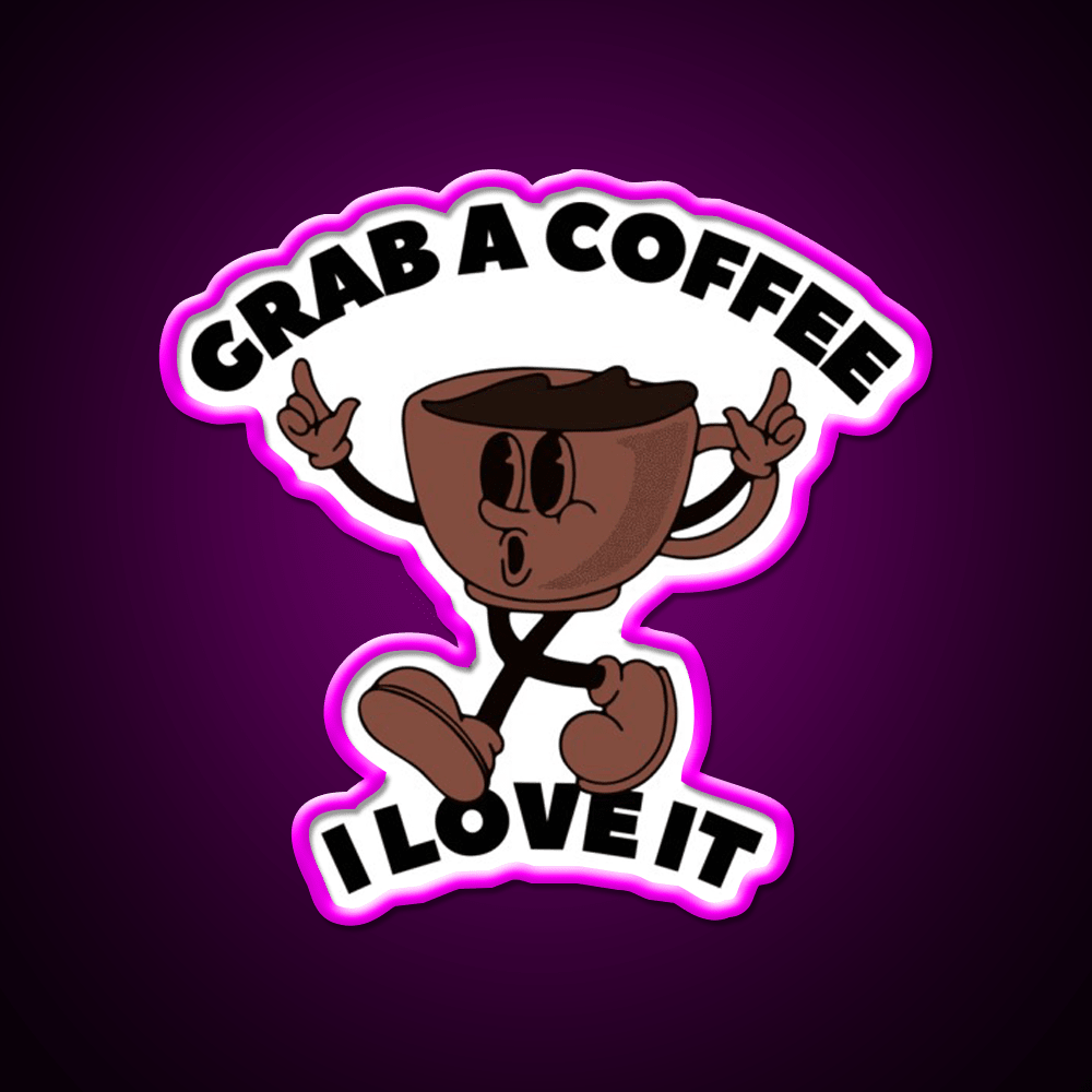 Grab A Coffee I Love It Coffee Lover Cafe Led Neon Sign Espresso Bar Art Rgb Color - Shineneon