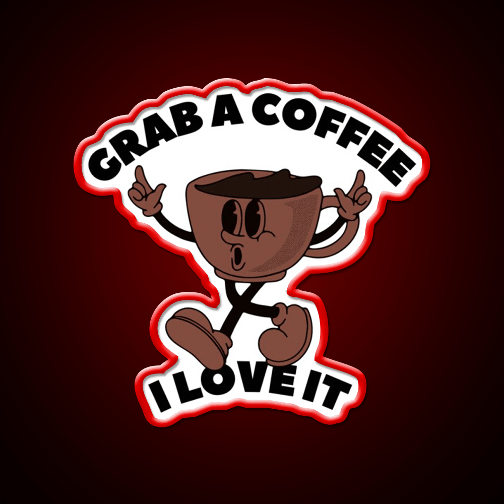 Grab A Coffee I Love It Coffee Lover Cafe Led Neon Sign Espresso Bar Art Rgb Color - Shineneon