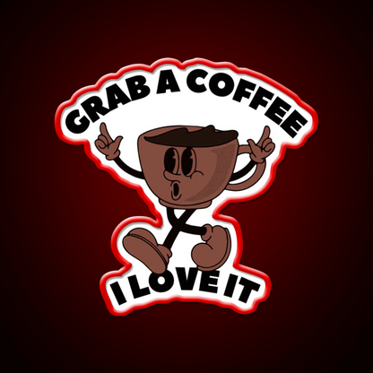 Grab A Coffee I Love It Coffee Lover Cafe Led Neon Sign Espresso Bar Art Rgb Color - Shineneon