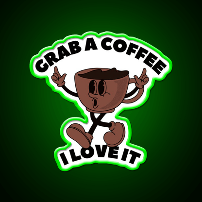 Grab A Coffee I Love It Coffee Lover Cafe Led Neon Sign Espresso Bar Art Rgb Color - Shineneon