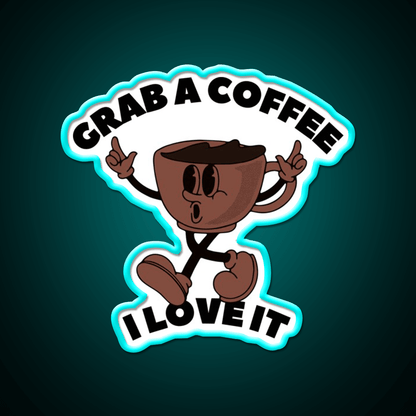 Grab A Coffee I Love It Coffee Lover Cafe Led Neon Sign Espresso Bar Art Rgb Color - Shineneon
