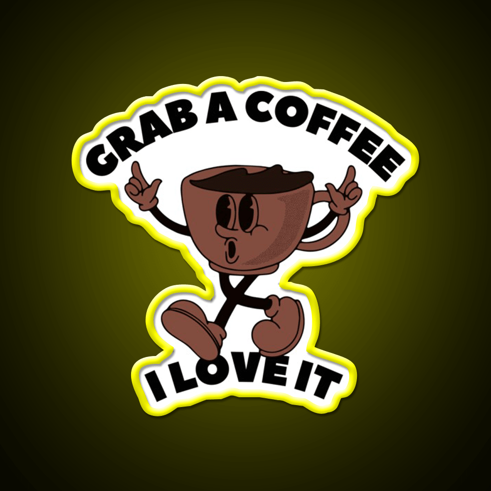 Grab A Coffee I Love It Coffee Lover Cafe Led Neon Sign Espresso Bar Art Rgb Color - Shineneon