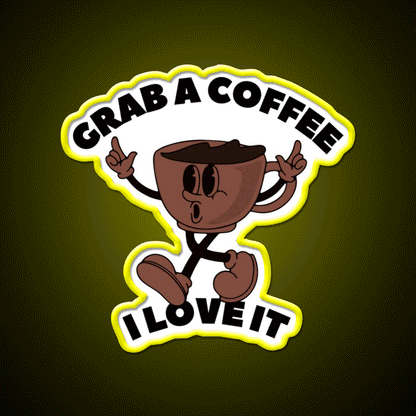 Grab A Coffee I Love It Coffee Lover Cafe Led Neon Sign Espresso Bar Art Rgb Color