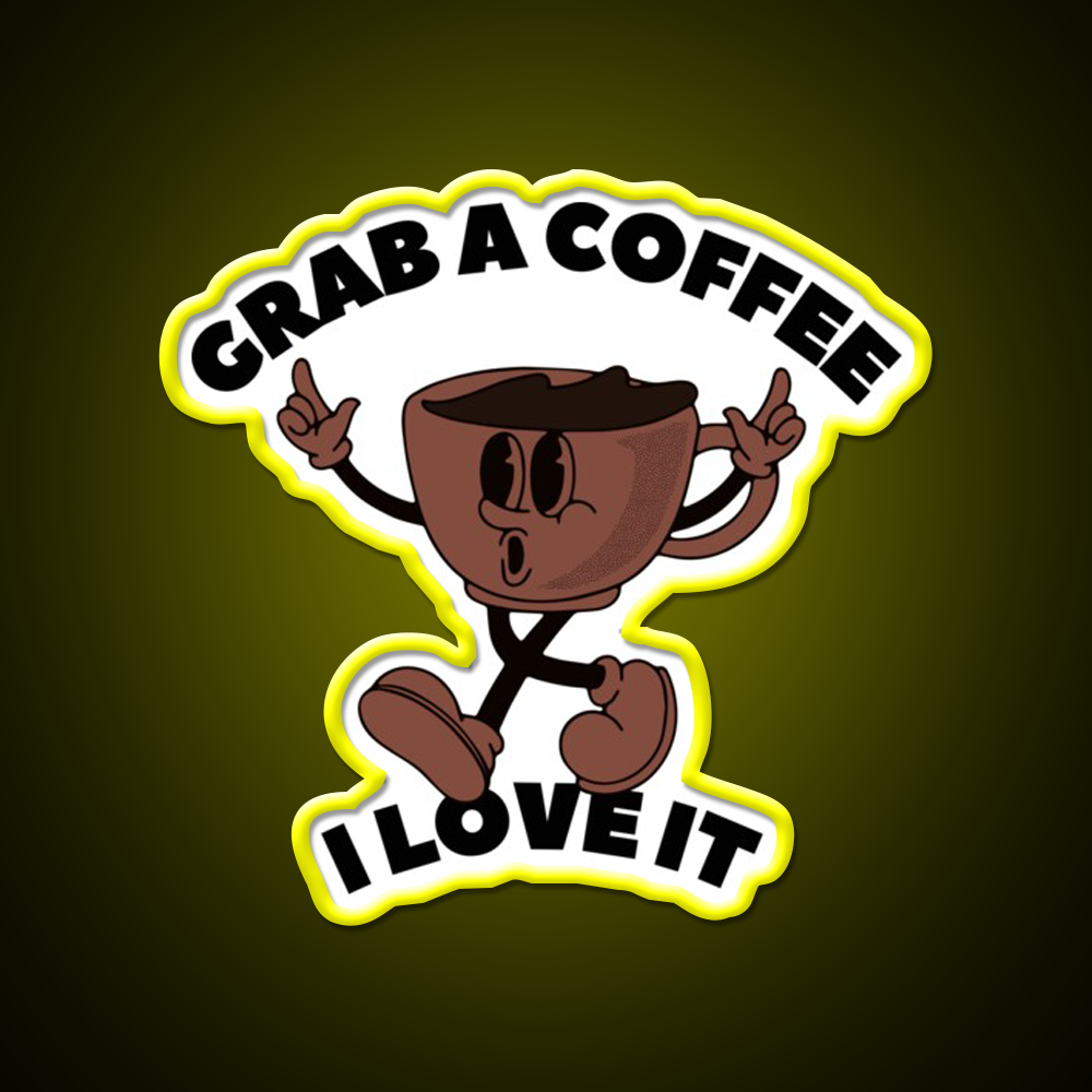 Grab A Coffee I Love It Coffee Lover Cafe Led Neon Sign Espresso Bar Art Rgb Color