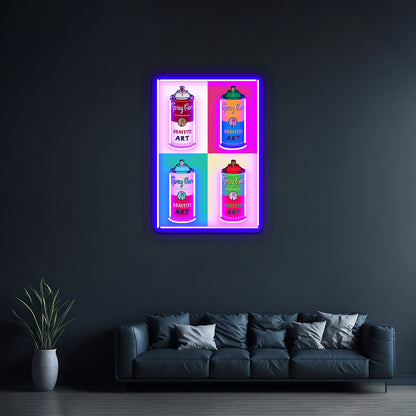 Graffiti Pop Artwork Large Neon Signs - Neon sign mounted on wall in room