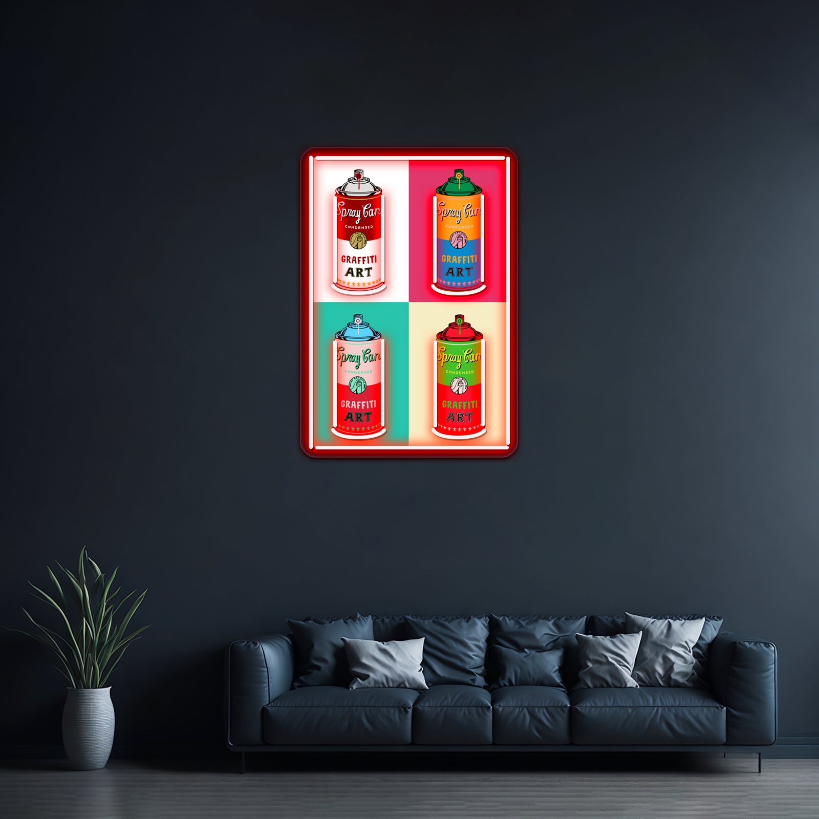 Graffiti Pop Artwork Large Neon Signs - Custom LED neon sign front view
