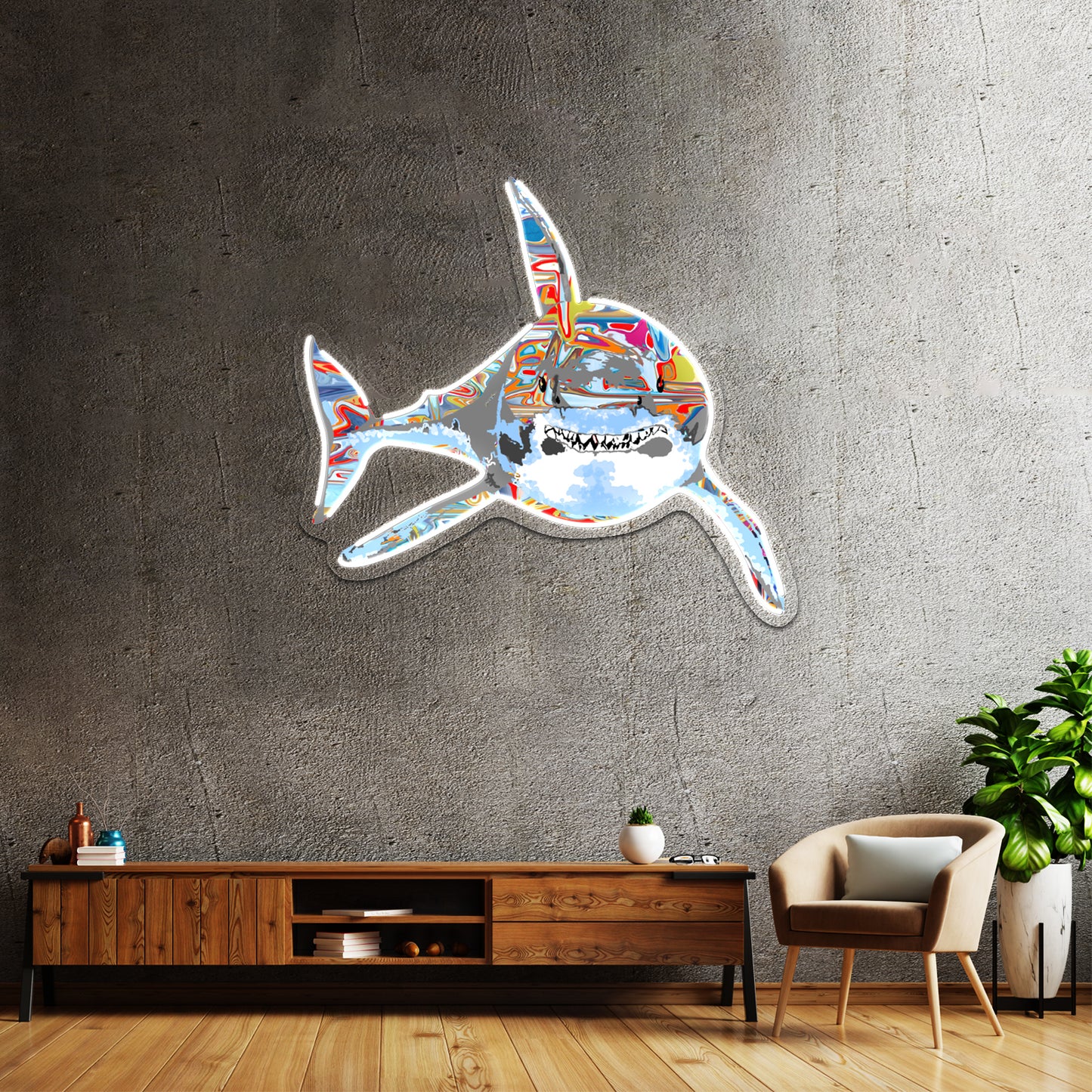 Graffiti Shark Artwork Large Neon Signs