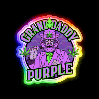 Granddaddy Purple Grand Daddy Purple Weed Strain Green Leaf Led Neon Sign Rgb Color - LED neon sign close-up detail
