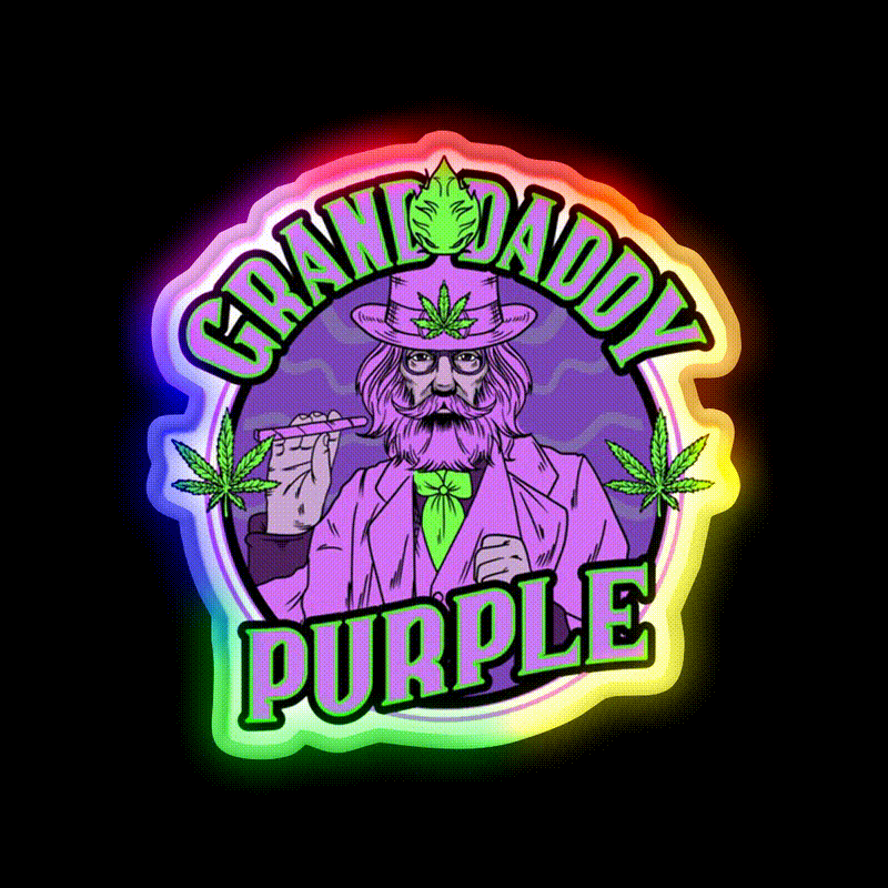 Granddaddy Purple Grand Daddy Purple Weed Strain Green Leaf Led Neon Sign Rgb Color - LED neon sign close-up detail
