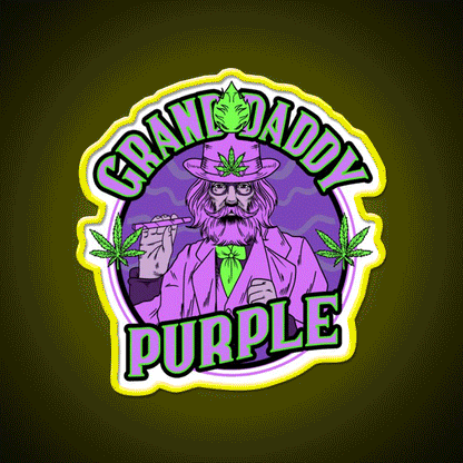 Granddaddy Purple Grand Daddy Purple Weed Strain Green Leaf Led Neon Sign Rgb Color - Custom LED neon sign front view
