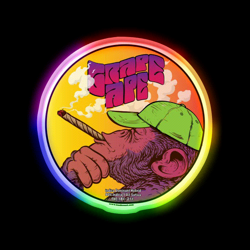 Grape Ape Strain Art Hemp Inspired Green Leaf Led Neon Sign Rgb Color - LED neon sign close-up detail