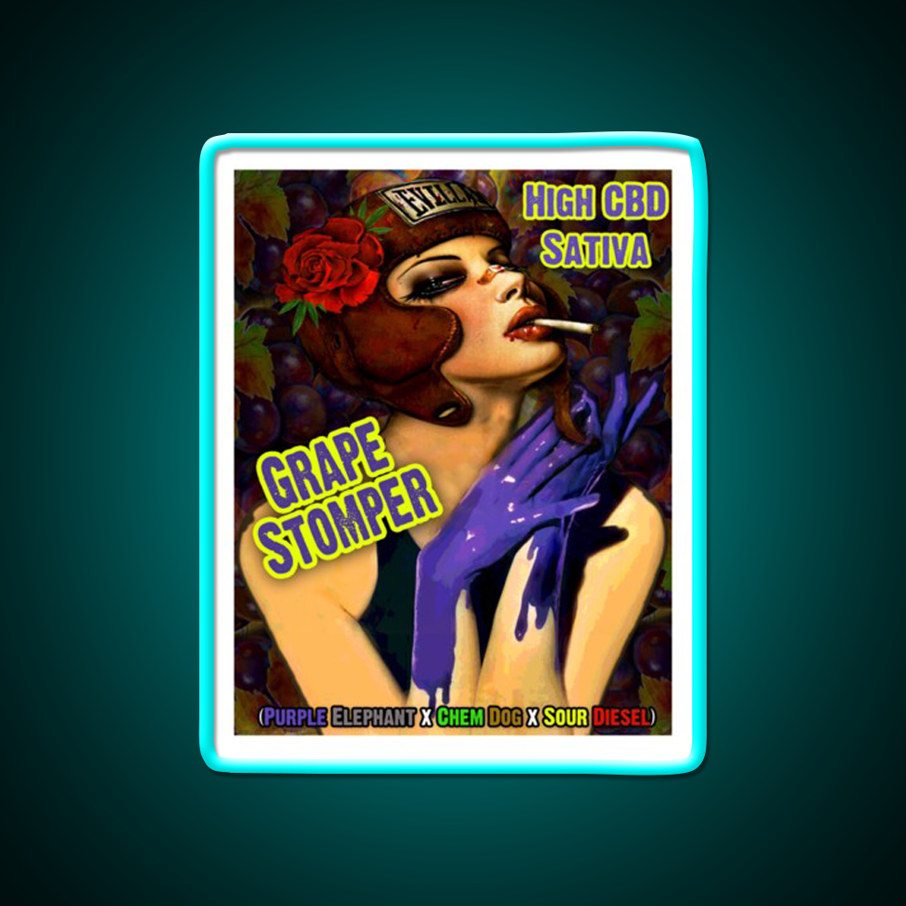 Grape Stomper Hemp Inspired Green Leaf Led Neon Sign Rgb Color - Size and dimension reference