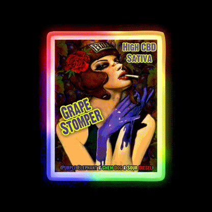 Grape Stomper Hemp Inspired Green Leaf Led Neon Sign Rgb Color - LED neon sign close-up detail