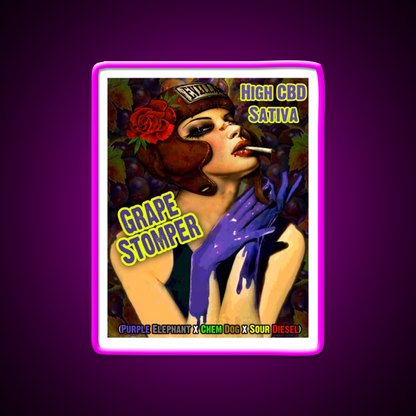 Grape Stomper Hemp Inspired Green Leaf Led Neon Sign Rgb Color - Neon sign mounted on wall in room