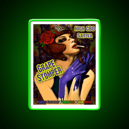 Grape Stomper Hemp Inspired Green Leaf Led Neon Sign Rgb Color - Shineneon
