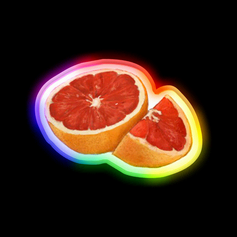 Grapefruit Snack Food Led Neon Sign Rgb Color - LED neon sign close-up detail